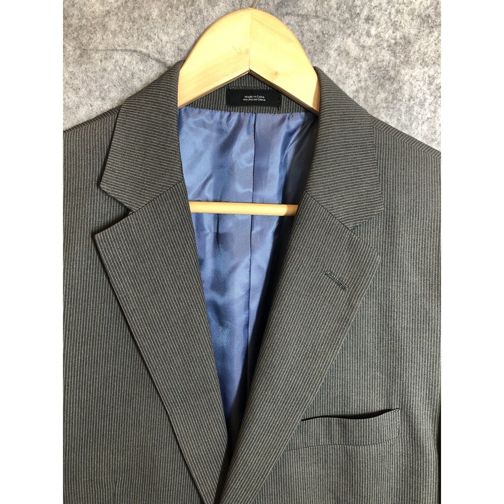 J. Ferrar Blazer Mens 38R Gray Stripe Suit Coat Jacket‎ Casual Career Business